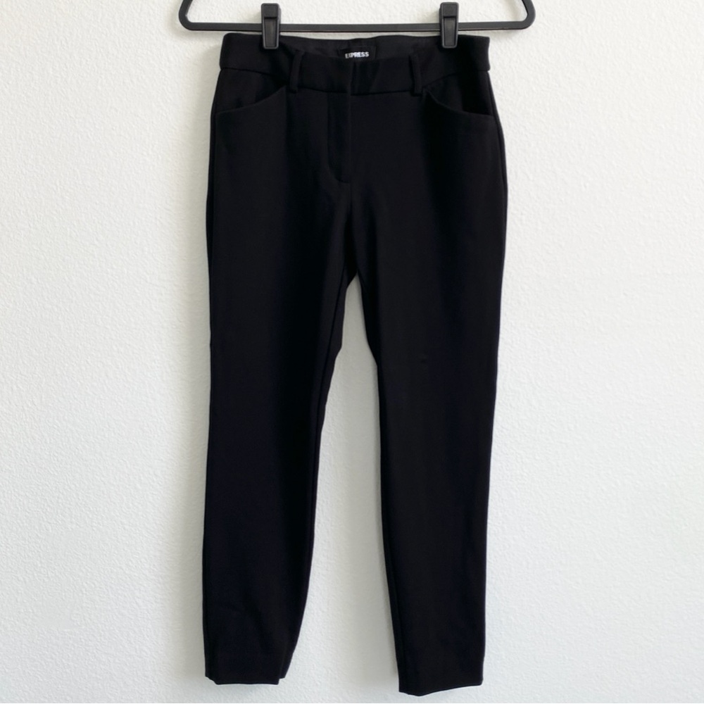 Express Women's Black Mid Rise Skinny Stretch Dress Pants